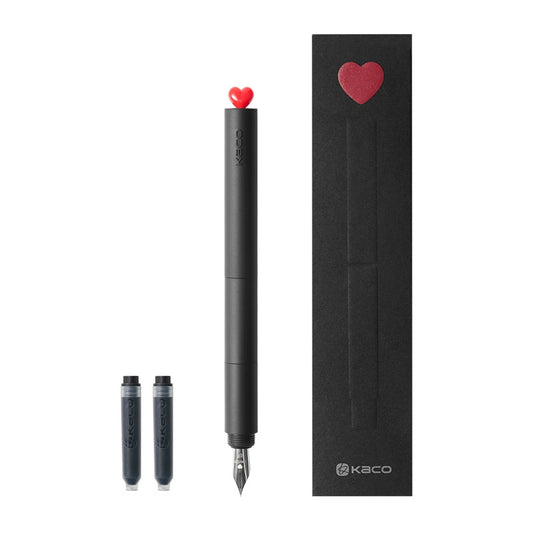 KACO First Heart Fountain Pen with EF Nib and 2 Black Ink Cartridges Black