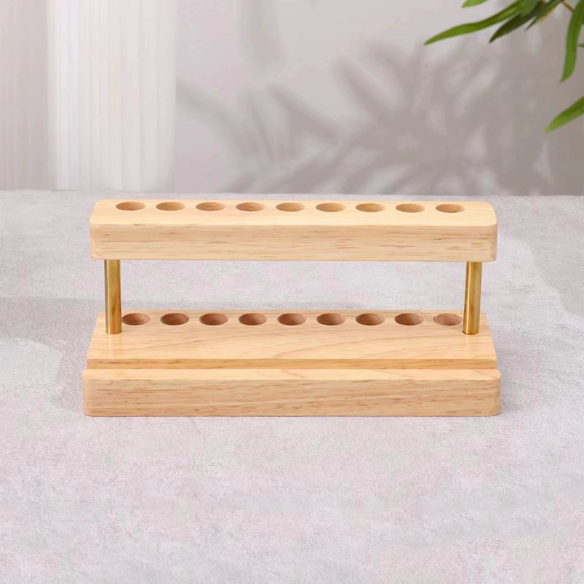 Wooden Pencil & Pen Holder with 9 Slots Cell Phone Stand E