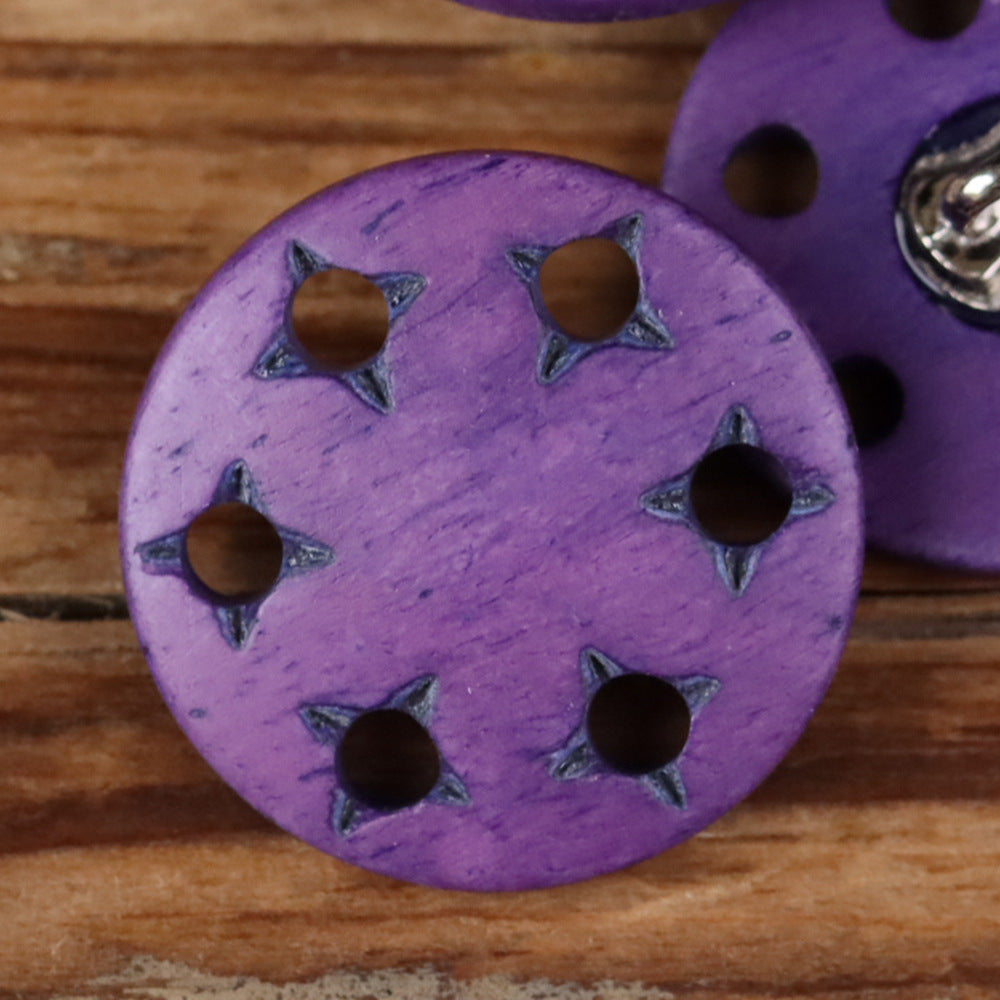21mm Star Cutout Natural Horn Shank Buttons | Pack of 10 Dark Purple