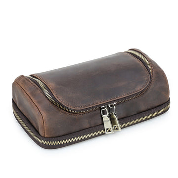 Leather Tech Organizer Bag Cable & Power Bank Carry Case for Apple Accessories Coffee