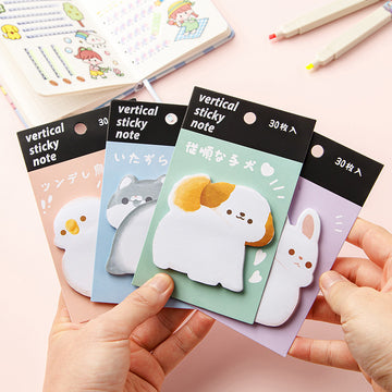 Animal Shaped Sticky Notes | Rabbit, Cat, Dog & Bird Memo Pads,12-Pack