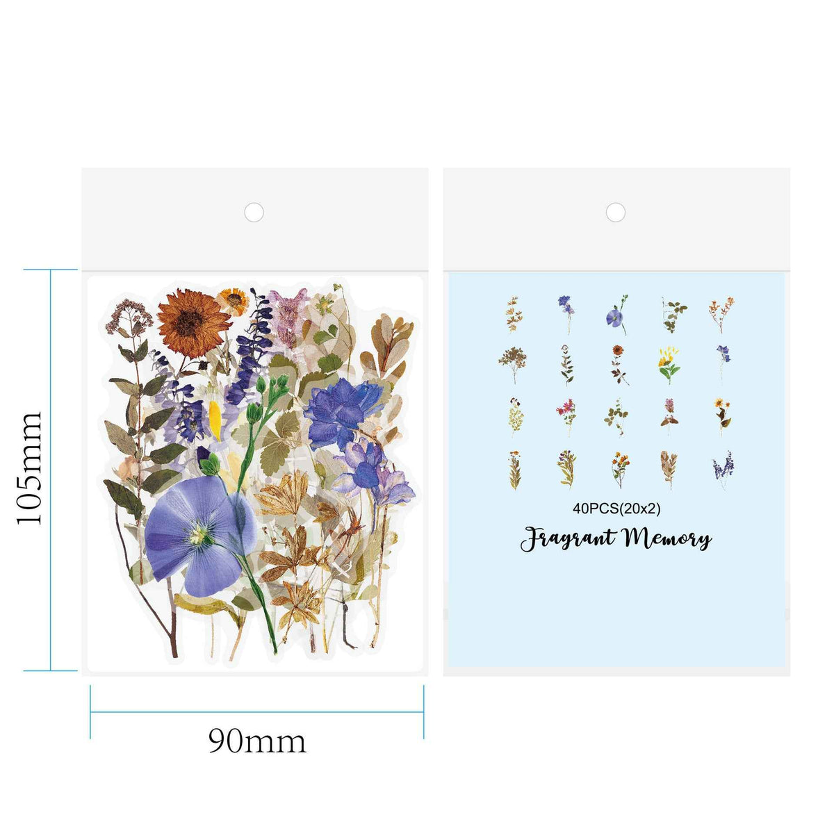 160pcs Clear PET Transparent Flower Floral Stickers Set