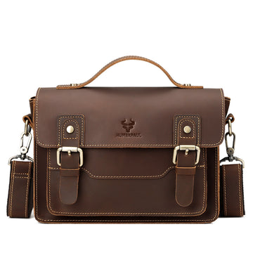 Men's Genuine Leather Crossbody Bag Shoulder Sling Bag Dark Brown