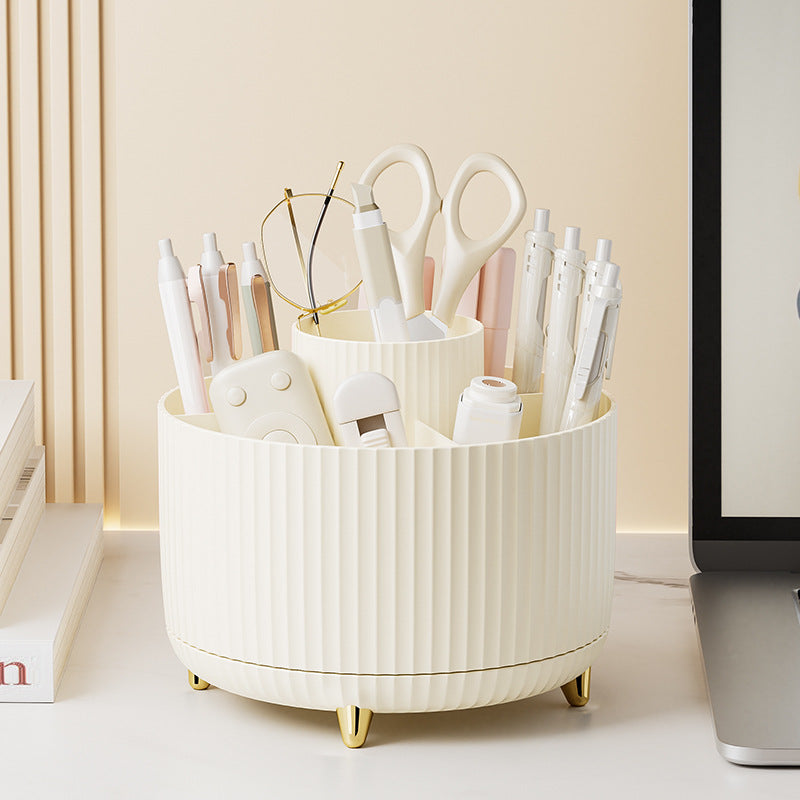 Organisateur de bureau rotatif à 360 degrés, porte-crayon à 5 fentes