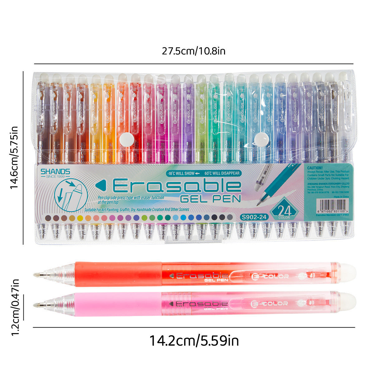 SHANDS 12/24/36 Colors Click Erasable Gel Pens