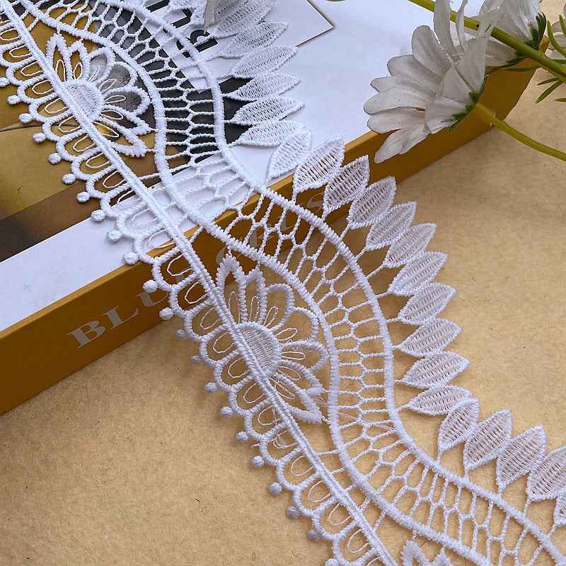 10CM Milk Fiber Embroidered Lace Trim for Clothing Home Decor 5 Yards White