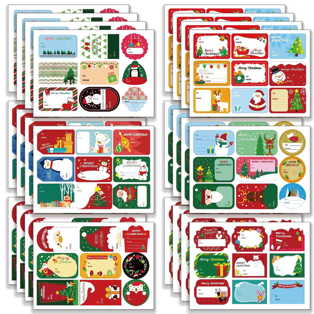 216 stuks kerstlabel van en naar stickers voor het inpakken van geschenkdozen