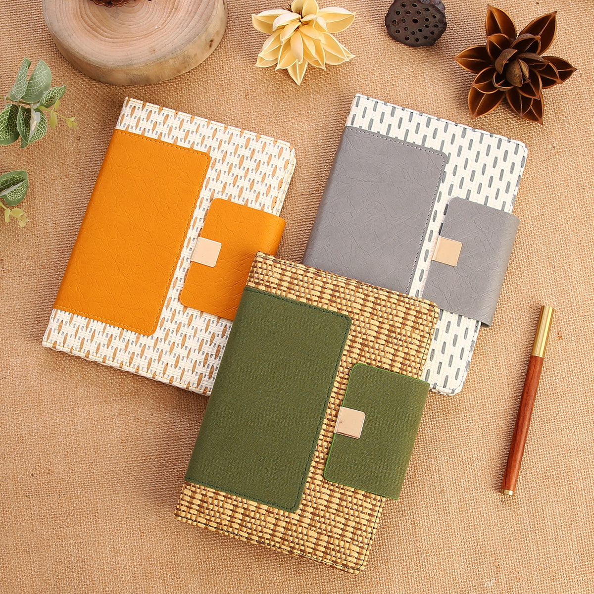 Straw-Woven Notebook & Handbag Set, 100gsm Paper, 100 Sheets