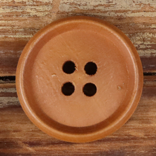 Distressed Round Wood Buttons 4-Hole Thin Rim | Pack of 30 Brown