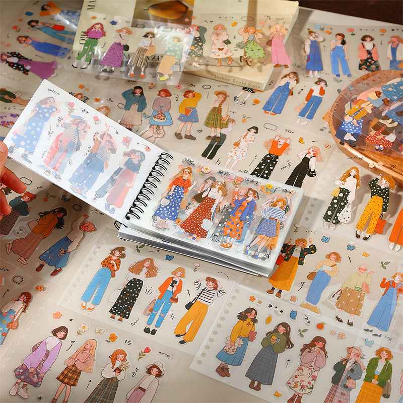 Orange Flavored Girl Series PET Sticker Book for Journaling Scrapbooking