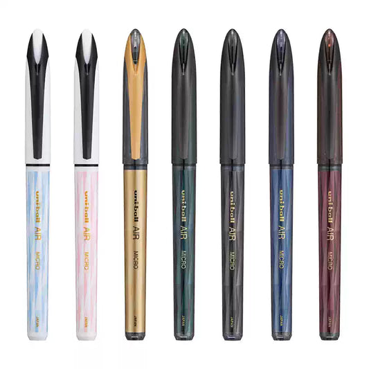 Uni-ball AIR MICRO Black Gold Edition Gel Pen | 0.5mm Black Ink | 7-Color Limited Set