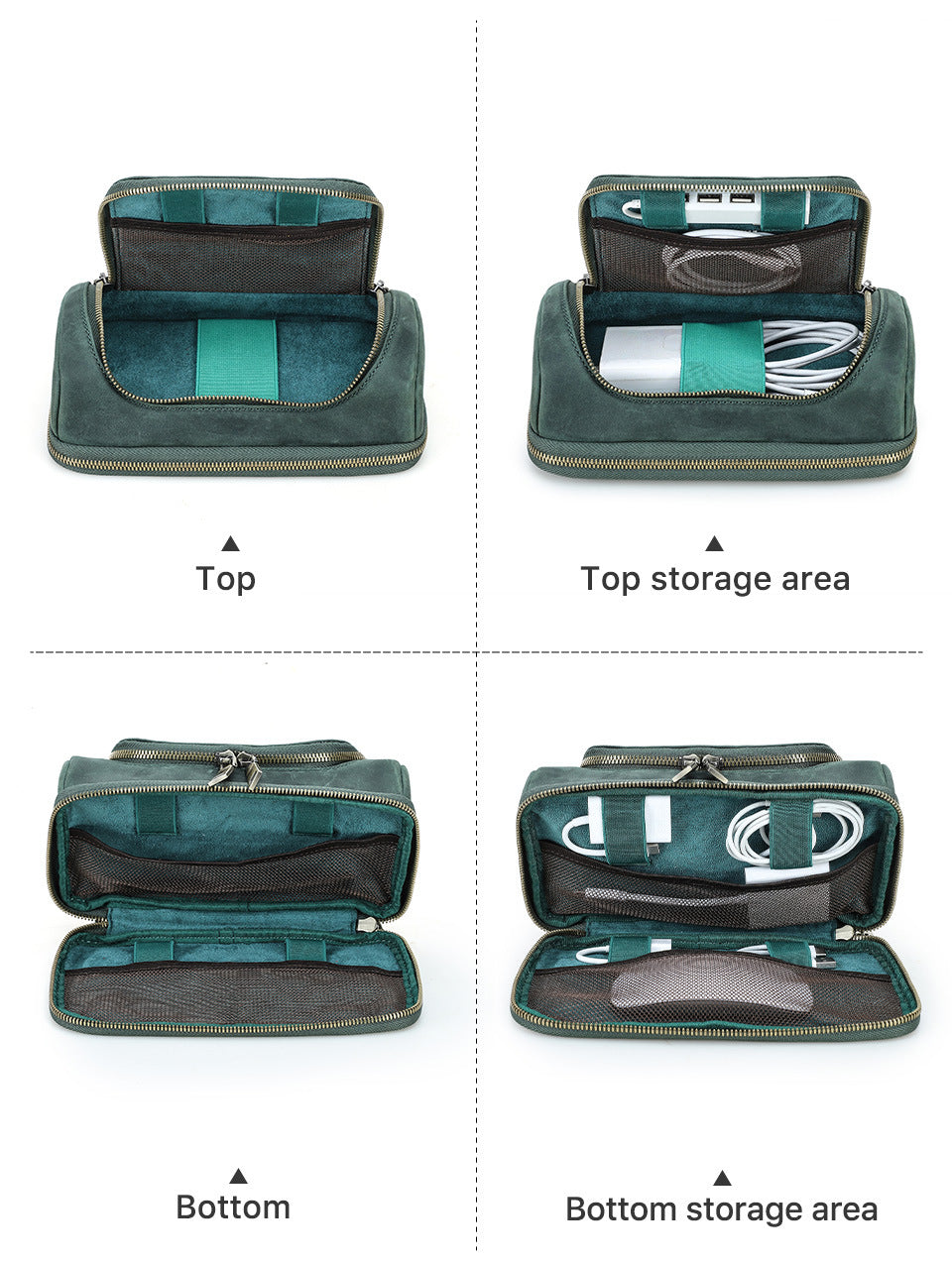 Leather Tech Organizer Bag Cable & Power Bank Carry Case for Apple Accessories