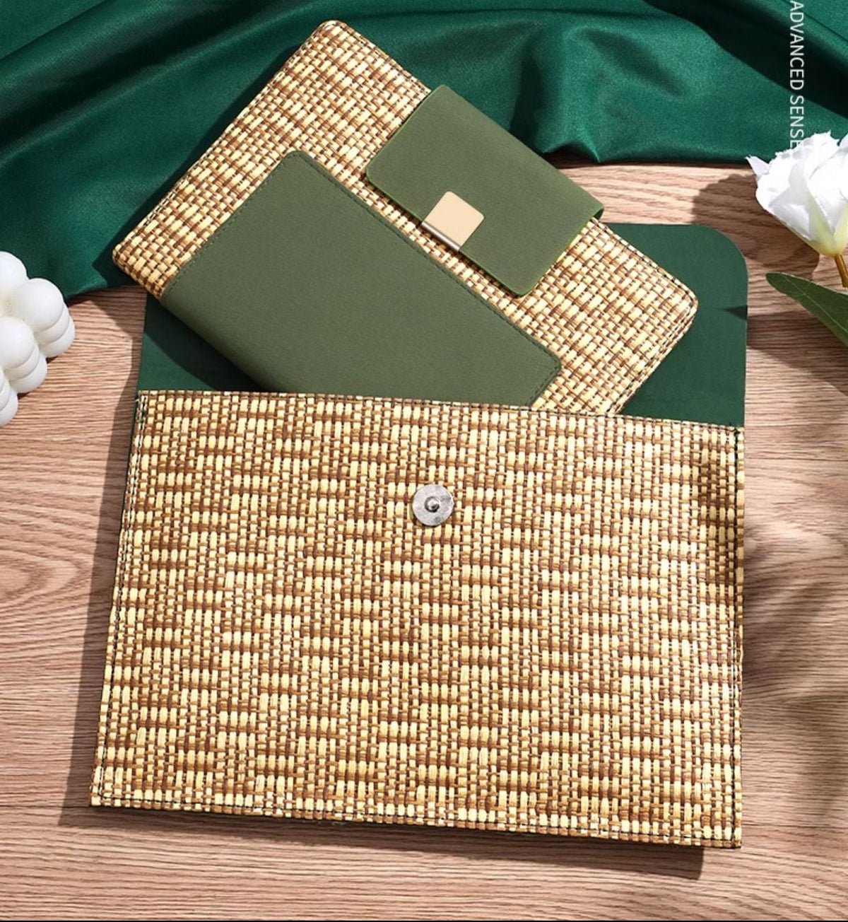 Straw-Woven Notebook & Handbag Set, 100gsm Paper, 100 Sheets