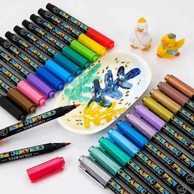 Guangna 6650 DIY Painting Pens White Porcelain Glass Pens,12/24 Colors