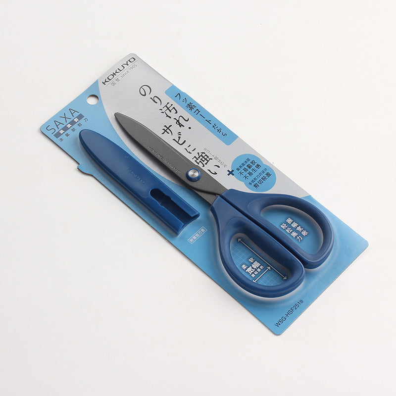 KOKUYO SAXA Fluorine-Coated Scissors | Safe, Portable & Multi-Purpose | 172×76mm | WSG-HSF251 Blue