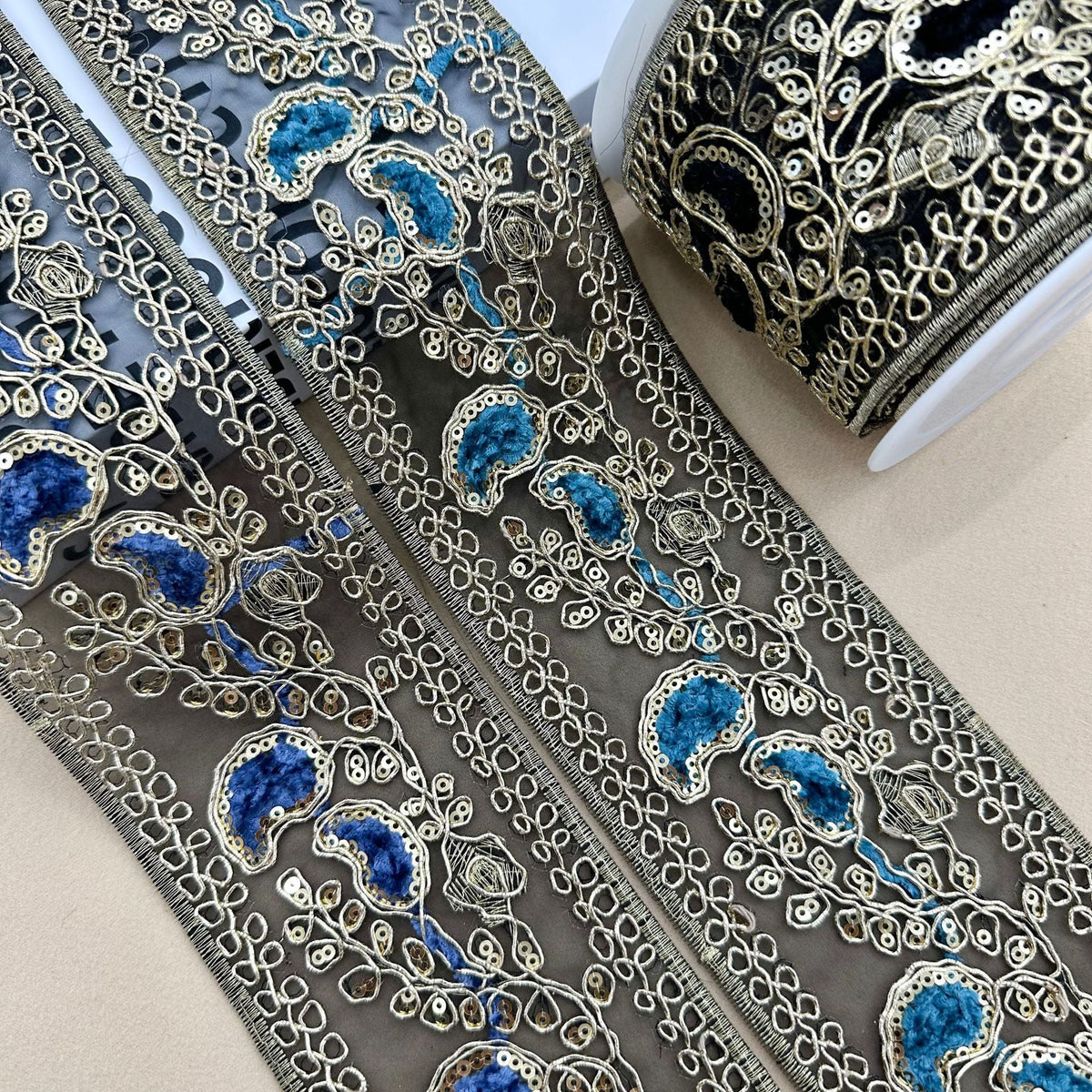 10 Yards 8CM Wide Ethnic Sequin Embroidery Lace Trim