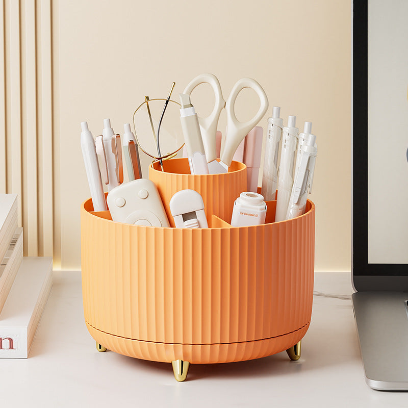 Organisateur de bureau rotatif à 360 degrés, porte-crayon à 5 fentes