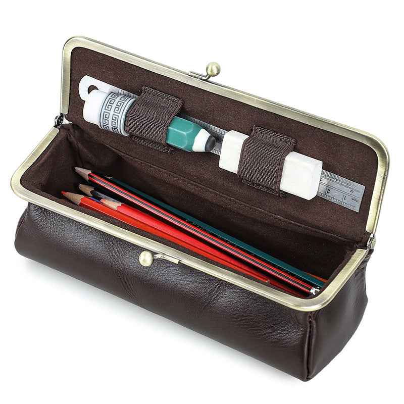 Leather Pencil Case Stationery Pen Pouch Holder