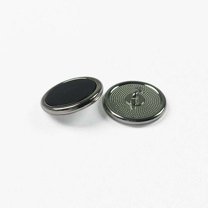 Black Round Flat Metal Shank Buttons with Gold & Silver Rim 20pcs