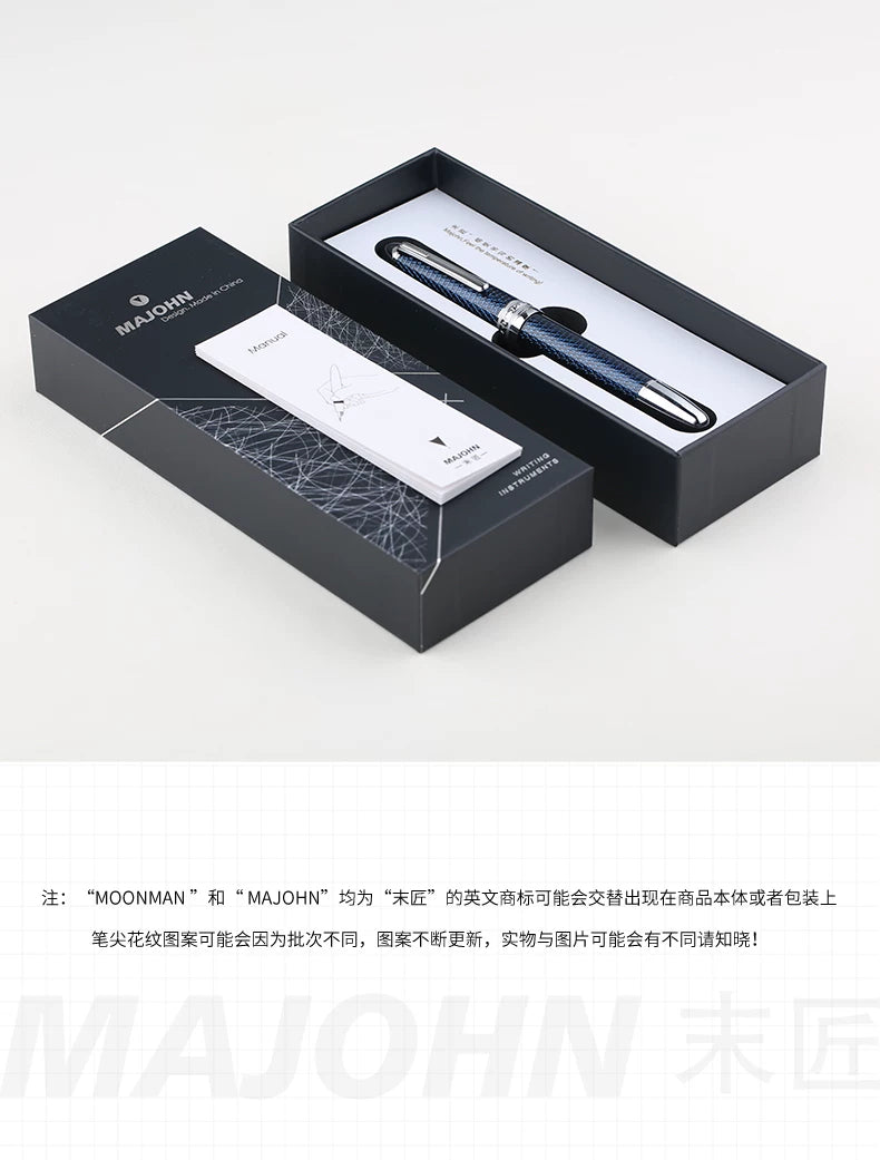 MAJOHN P136 Piston Fountain Pen | Twilight Blue Resin & Metal Body,Premium Gift