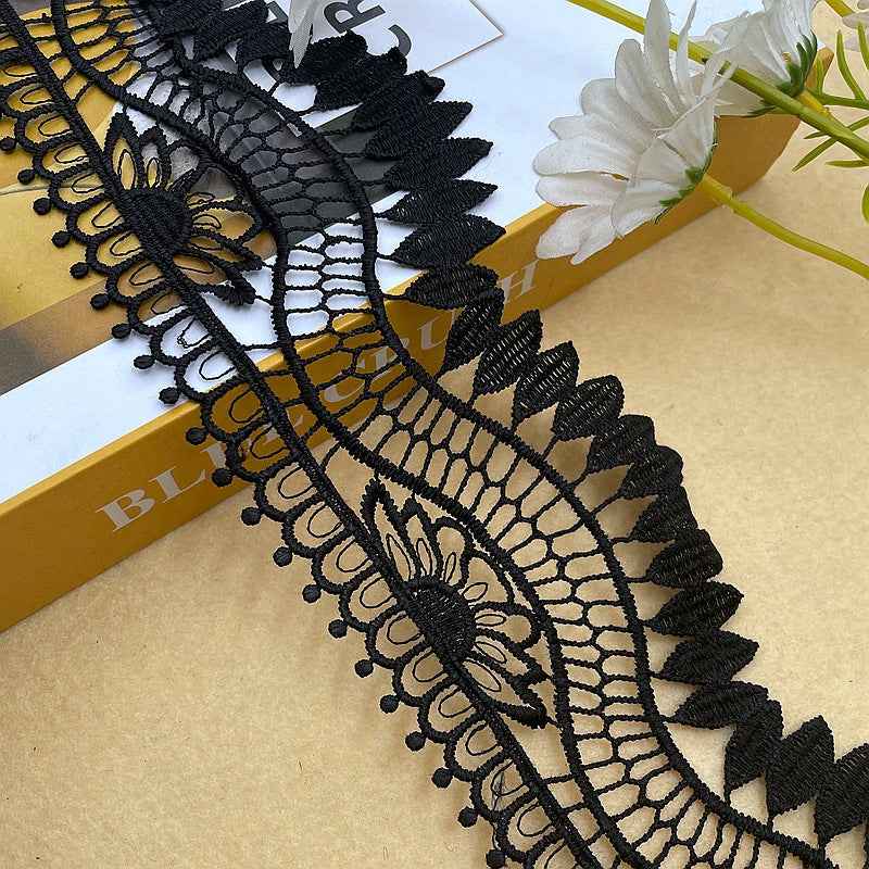 10CM Milk Fiber Embroidered Lace Trim for Clothing Home Decor 5 Yards Black