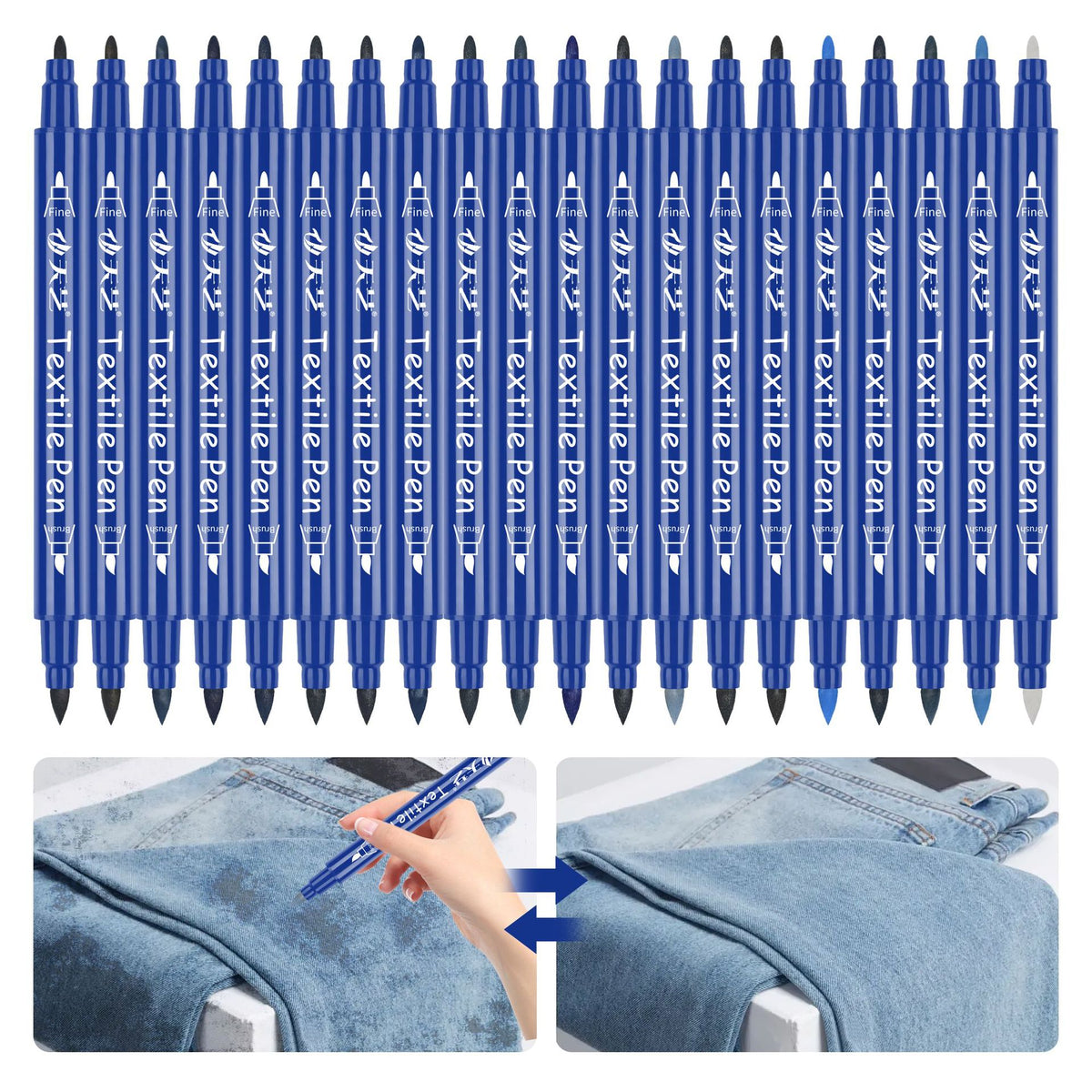 2pcs Denim Color Restore Textile Pen Fabric Repair & Color Touch-Up