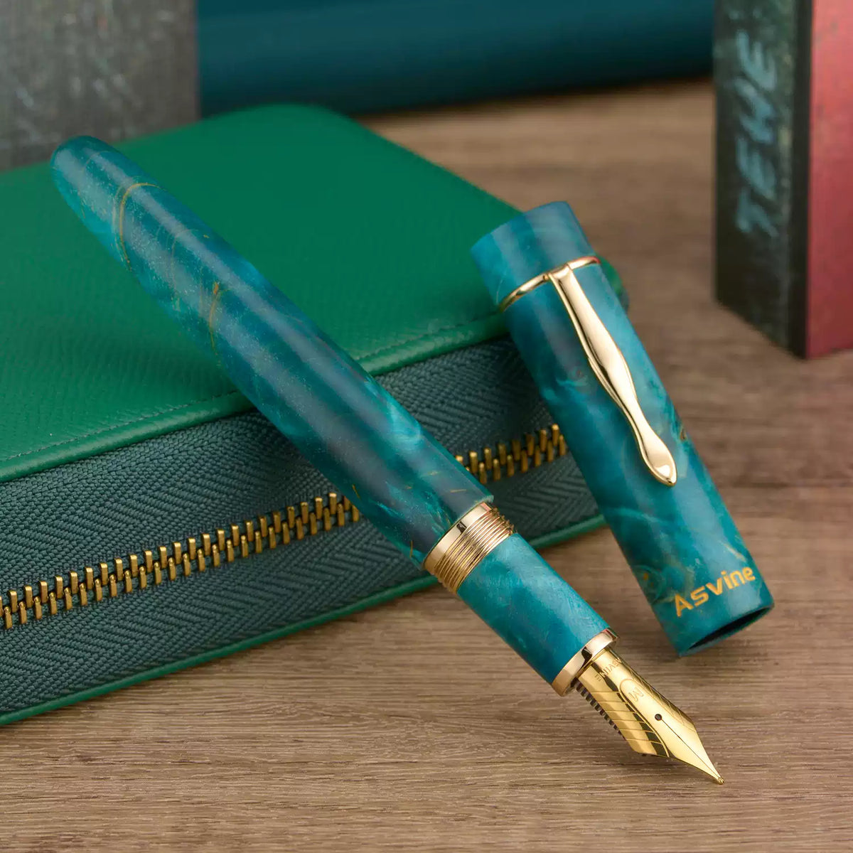 Asvine C2000 Stabilized Wood Fountain Pen | Oversized #8 Nib | Twist Converter Filling