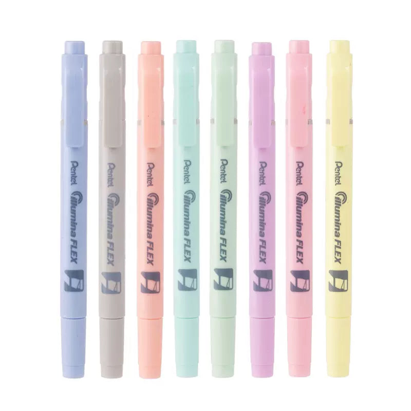 Pentel Dual Highlighter Pastel Illumina Flex Punta Doble 8 Colores