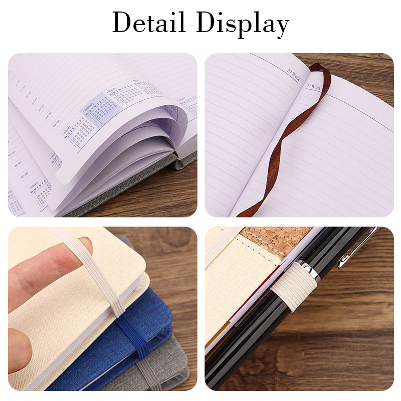 2027 A5 Planner & Business Notebook, Cork & Faux Leather Patchwork Cover, 152 Sheets, 145 × 210mm
