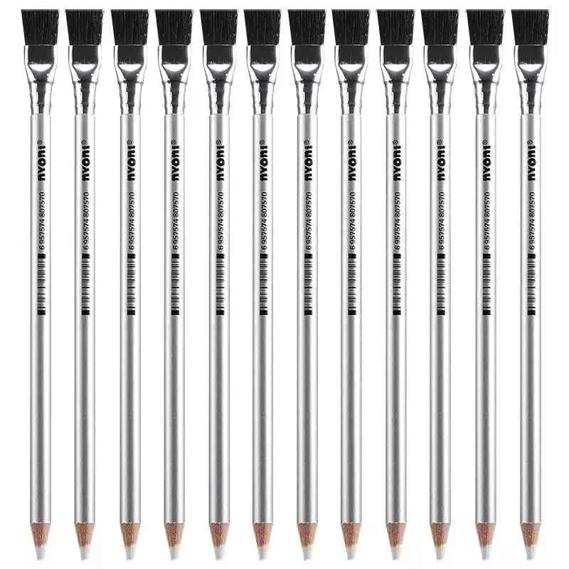 NYONI Detail Sketch Eraser Pencil with Brush 12 Pack