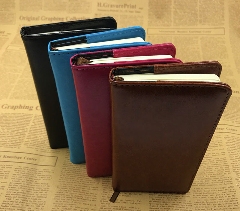A6 Weekly Planner Notebook with Metal Gel Pen PU Leather Cover, 100 Sheets