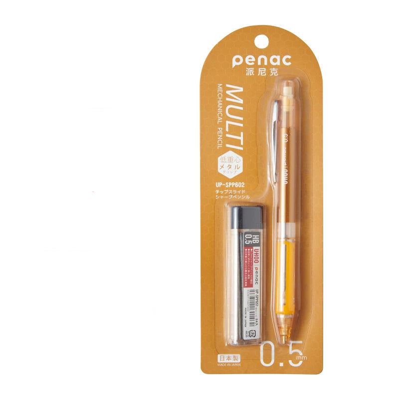 Penac UHOO SPP602 0.5mm Mechanical Pencil with Eraser & 12 HB Leads Orange