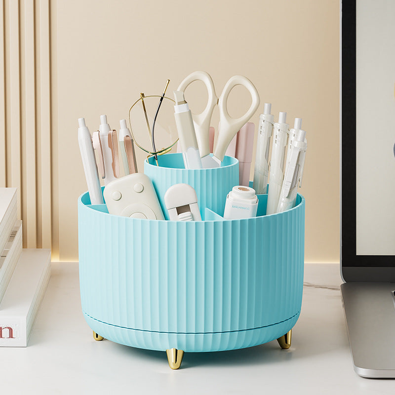 Organisateur de bureau rotatif à 360 degrés, porte-crayon à 5 fentes