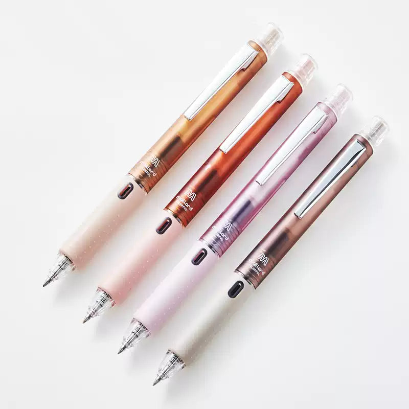 Penac Maillard-Tone Gel Pens, 0.5mm Black Ink, Twist Mechanism, 4-Color Body Set of 4