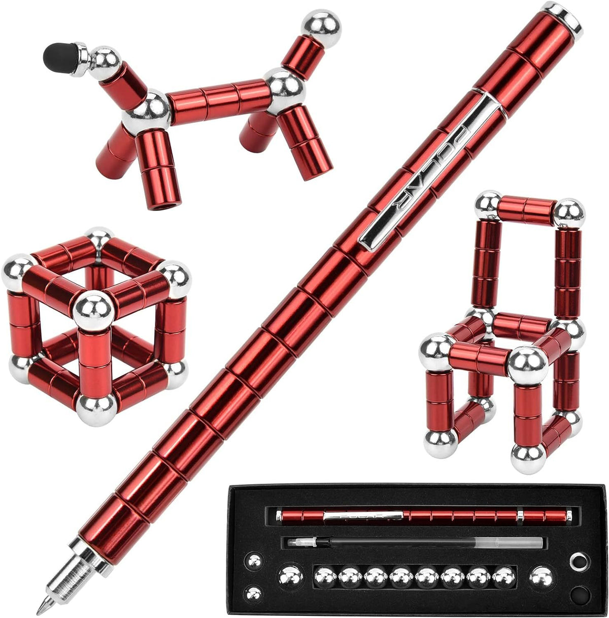 Metal Fidget Magnetic Pen Toy Gift Red