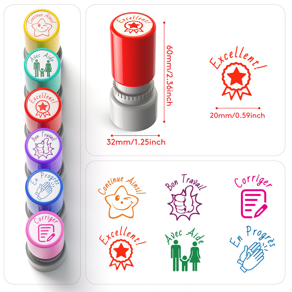 Pack of 6 Sorted Teacher Stamp Teachers Self-Inking Rubber Stamps