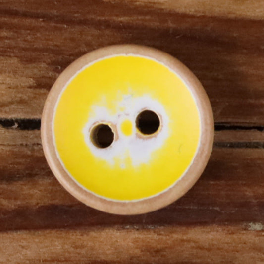 11.5mm Iridescent Wood Round 2-Hole Buttons – Set of 30 Yellow