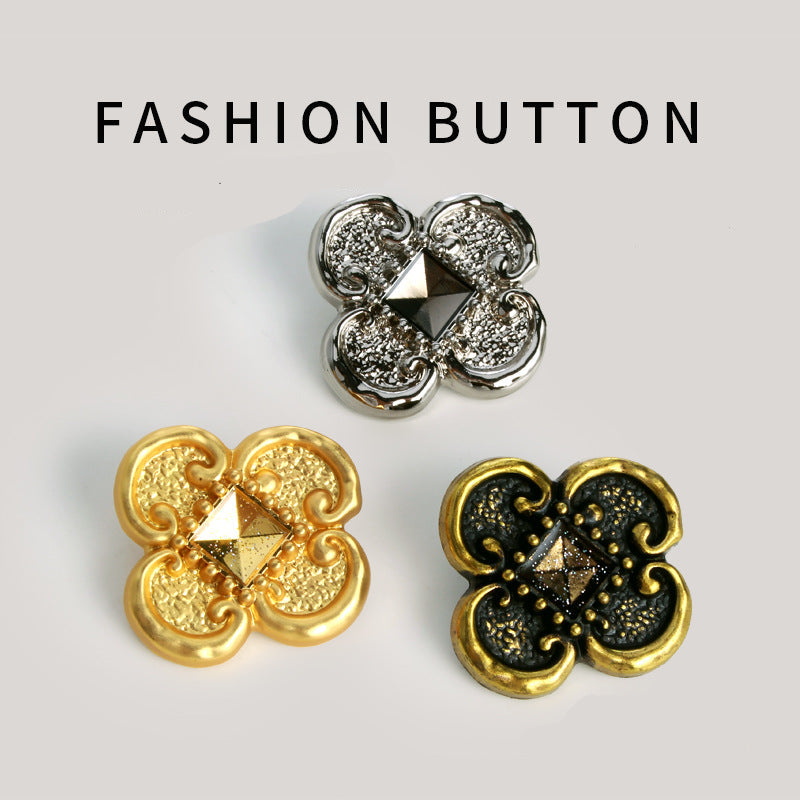 Vintage Enamel Four-Leaf Clover Metal Buttons, 20-Pack