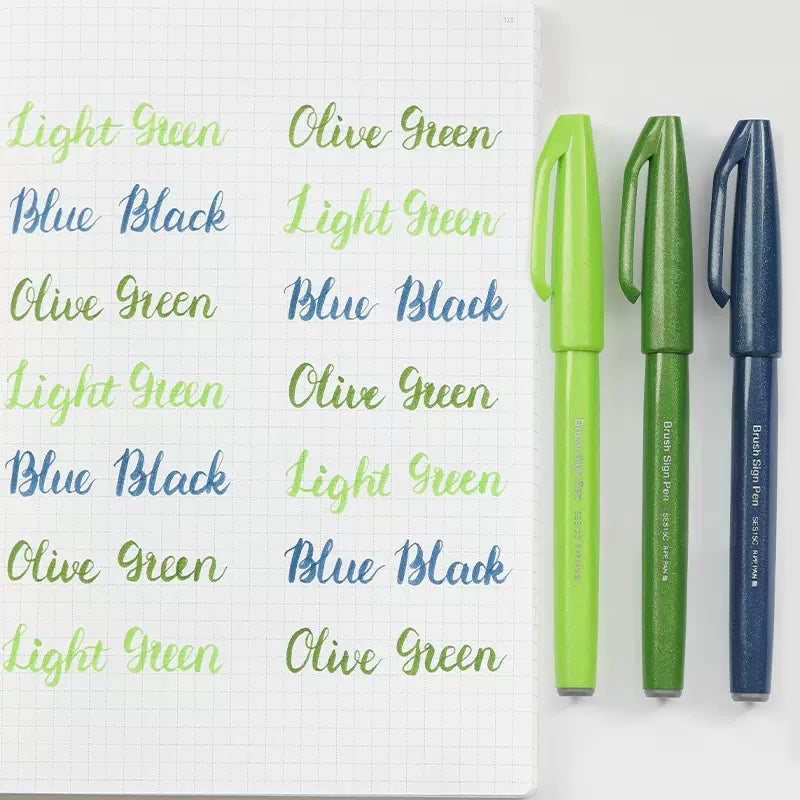 Pentel Fude Touch Sign Pen,Felt Pen Like Brush Stroke,3 Pack B
