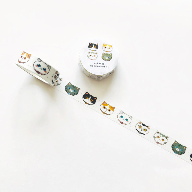 6 Adorable Cat Washi Tape Set – 1.5cm x 5m for Journaling Scrapbooking