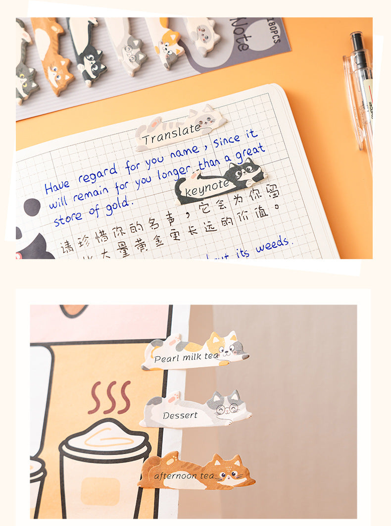 Cute Cat Sticky Notes & Index Tabs Set Kawaii Memo Pads,8-Pack