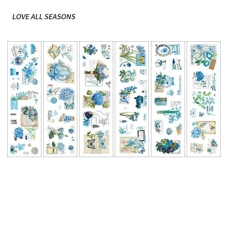 Four Seasons Plants PET Journal Stickers – 8 Designs × 6 Sheets