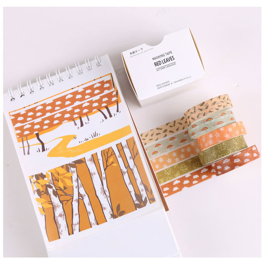 Autumn Reverie Washi Tape Set | 60 Rolls | 12 Color Palettes × 5 Rolls | 10mm × 2m