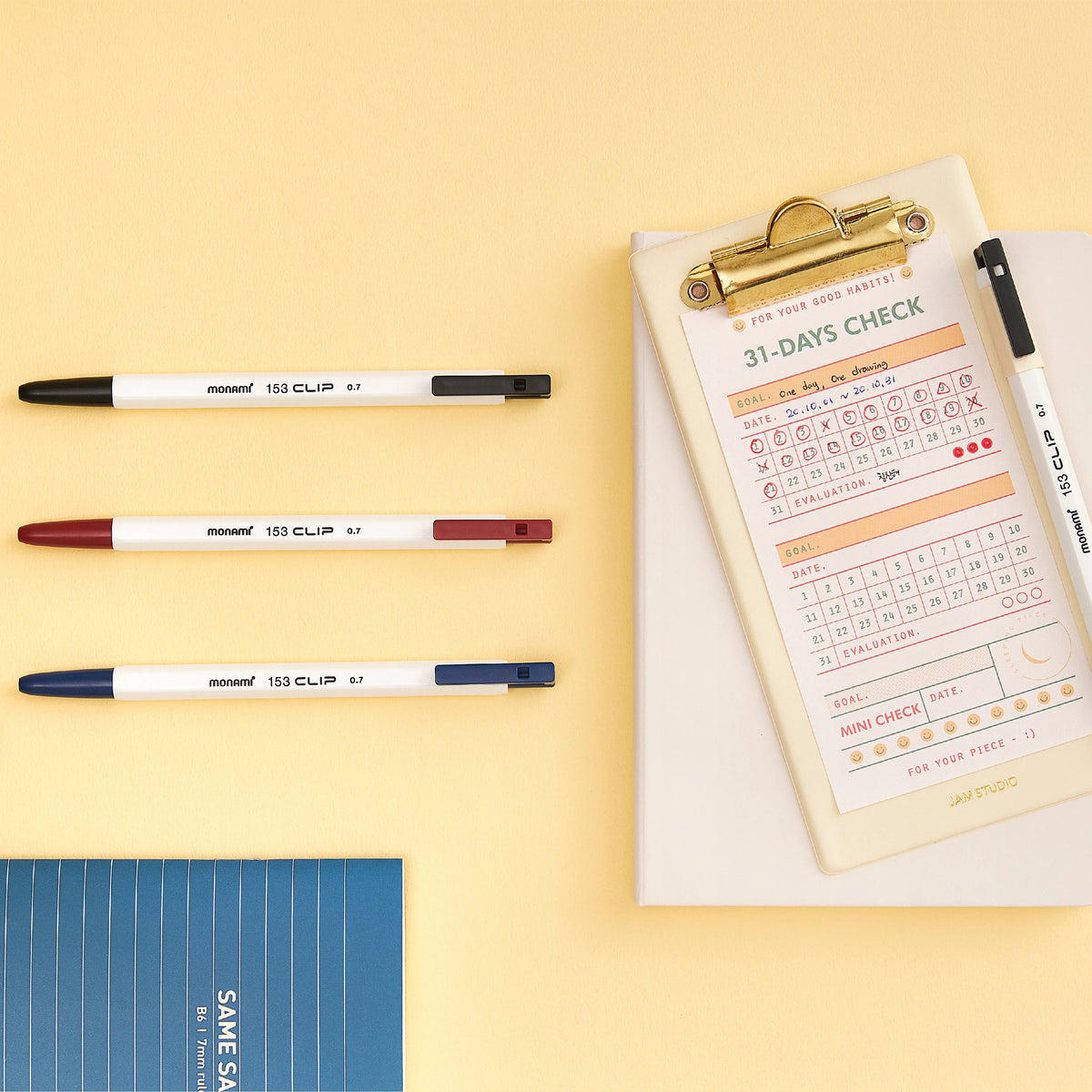 Monami 153 Clip Ballpoint Pen Set - 9-Pack