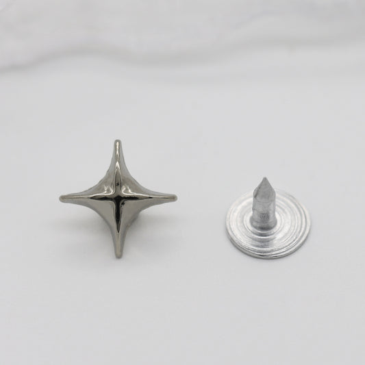 Four-Point Star Metal Stud Buttons for Shoes & Clothing, 100-Pack Silver