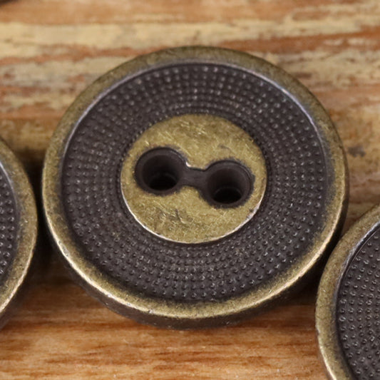 Concentric Circle 2-Hole Metal Buttons | Denim Jacket Suit Buttons | Pack of 20 Bronze