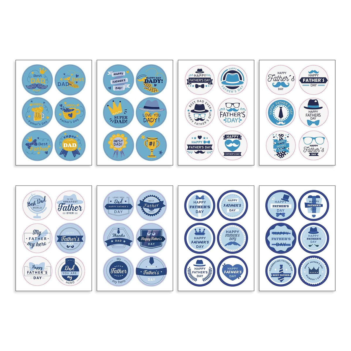 96pcs Happy Father‘s Day Stickers 2 inch Large Round Labels