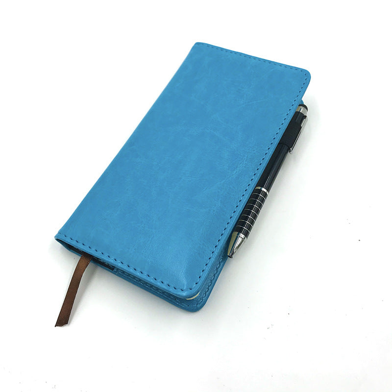 A6 Weekly Planner Notebook with Metal Gel Pen PU Leather Cover, 100 Sheets Sky Blue