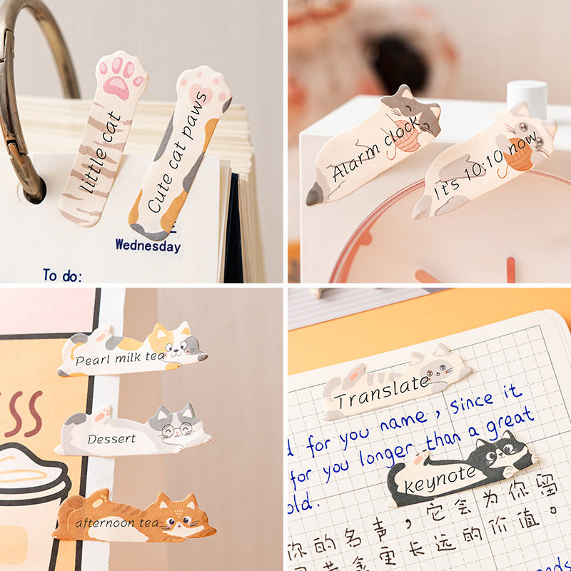 Cute Cat Sticky Notes & Index Tabs Set Kawaii Memo Pads,8-Pack
