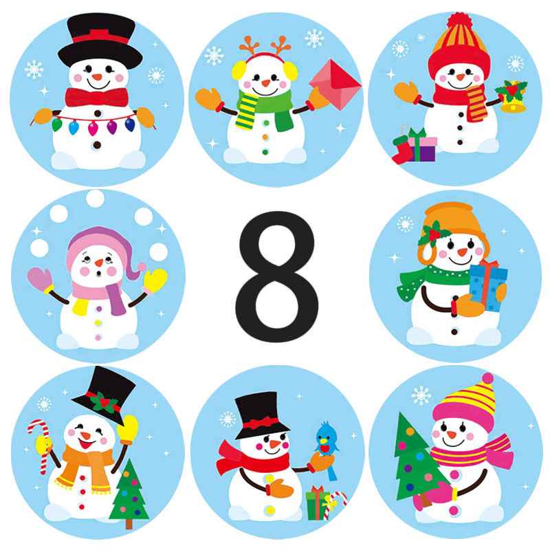 500 autocollants d'hiver mignons bonhomme de neige, 1,5 pouces